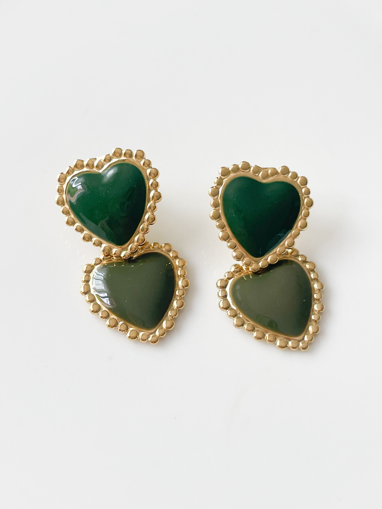 Boucles coeur duo kaki doré