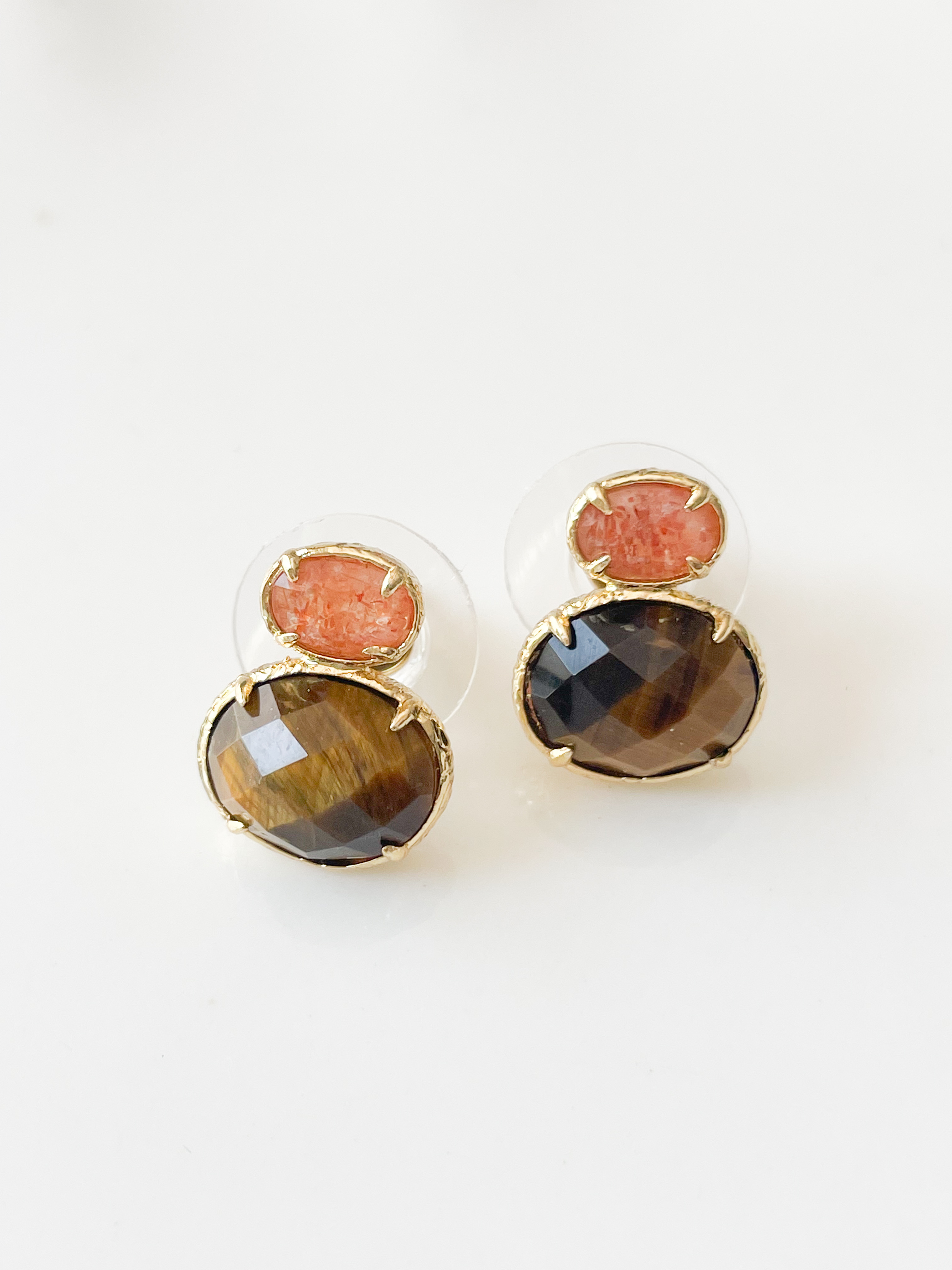 Boucles pierres Léa marron doré