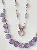 Collier pierres coeur mauve doré 
