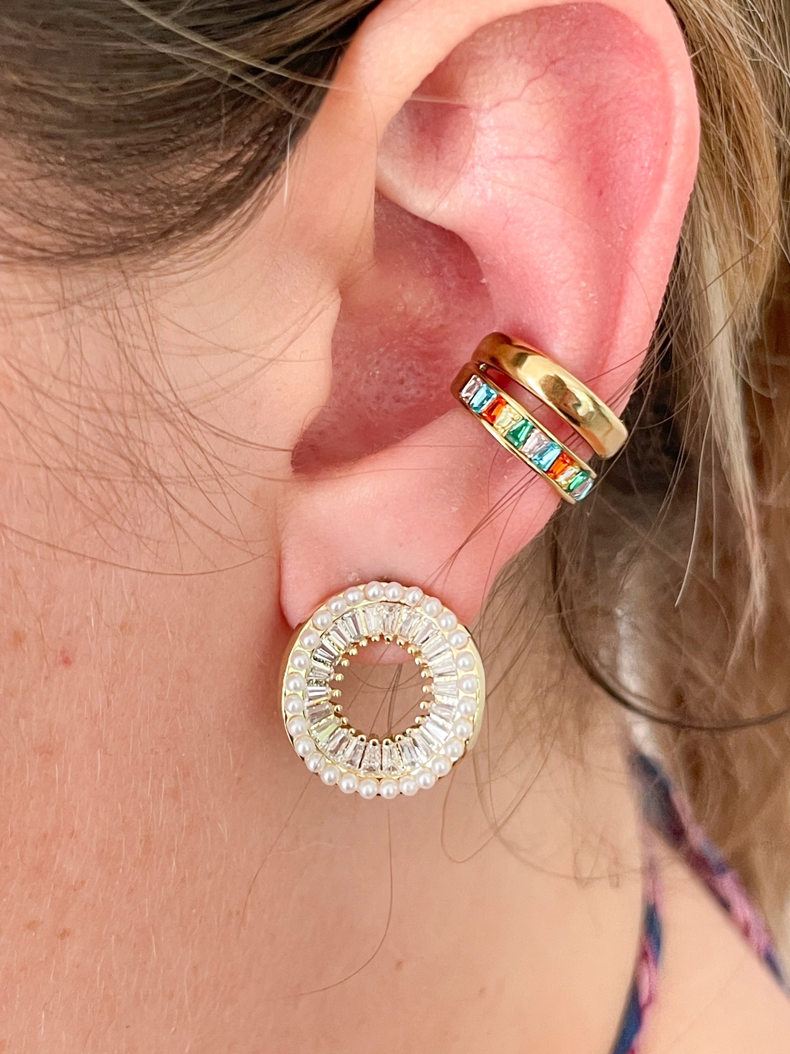 boucle solo strass multi doré