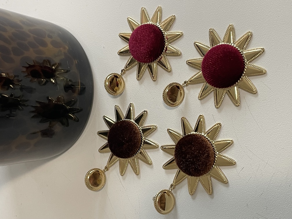 Boucles Soleil velours bordeaux doré