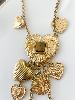 Collier sautoir coeur oeil de tigre doré