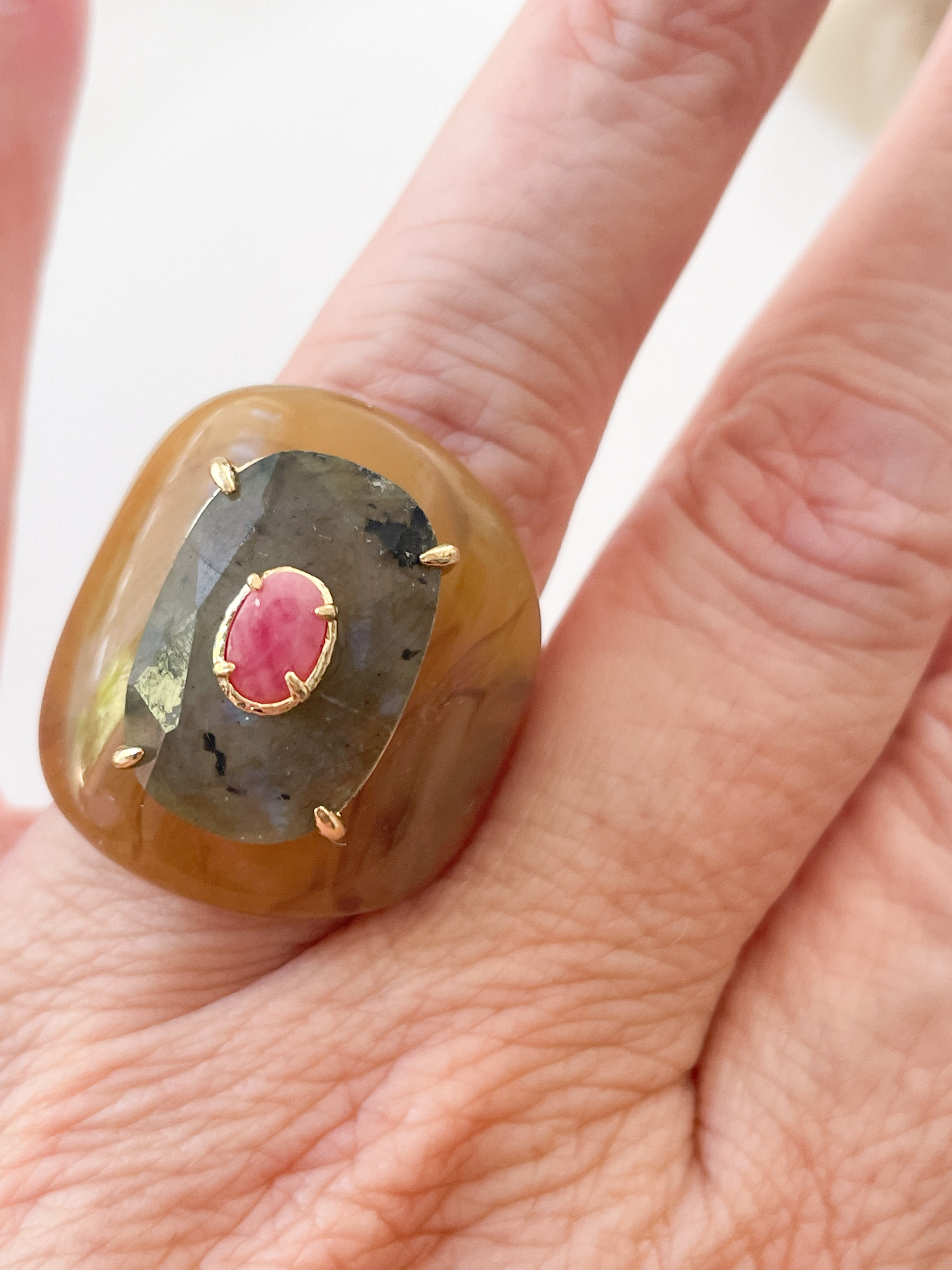 bague bohème ocre doré