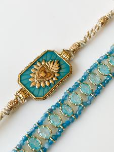 Bracelet Ex voto turquoise doré