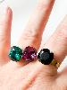 Bague cristal solo noir doré