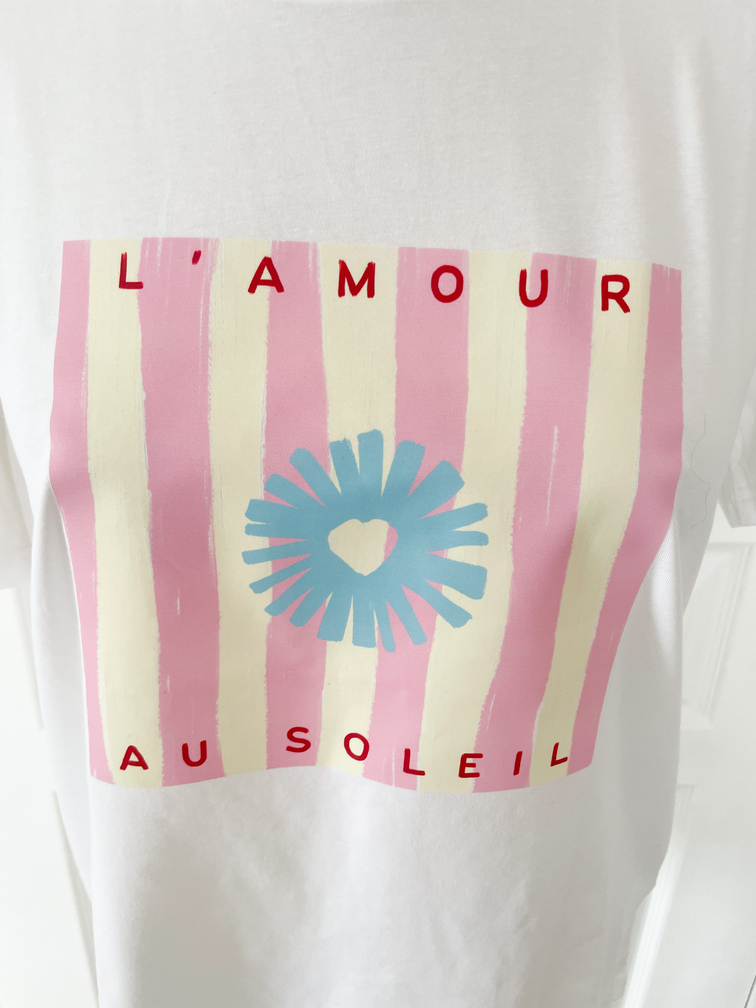 t shirt blanc amour au soleil rose 36/42