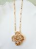 Collier médaillon fleur grand modèle doré 