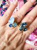 Bague cristal goutte bleu gris doré