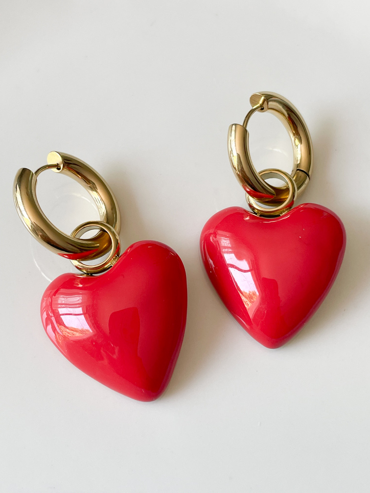boucles coeur rouge doré