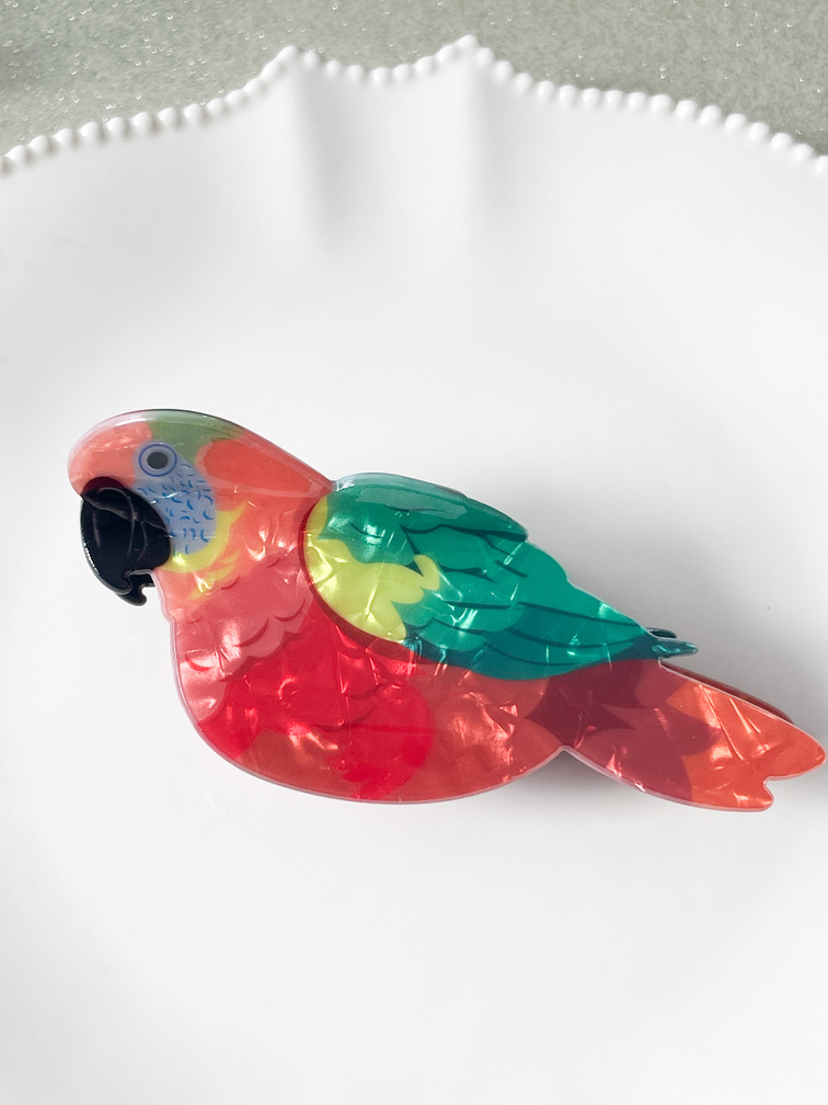 pince à cheveux perroquet rouge