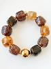 Bracelet perles marron paillettes doré