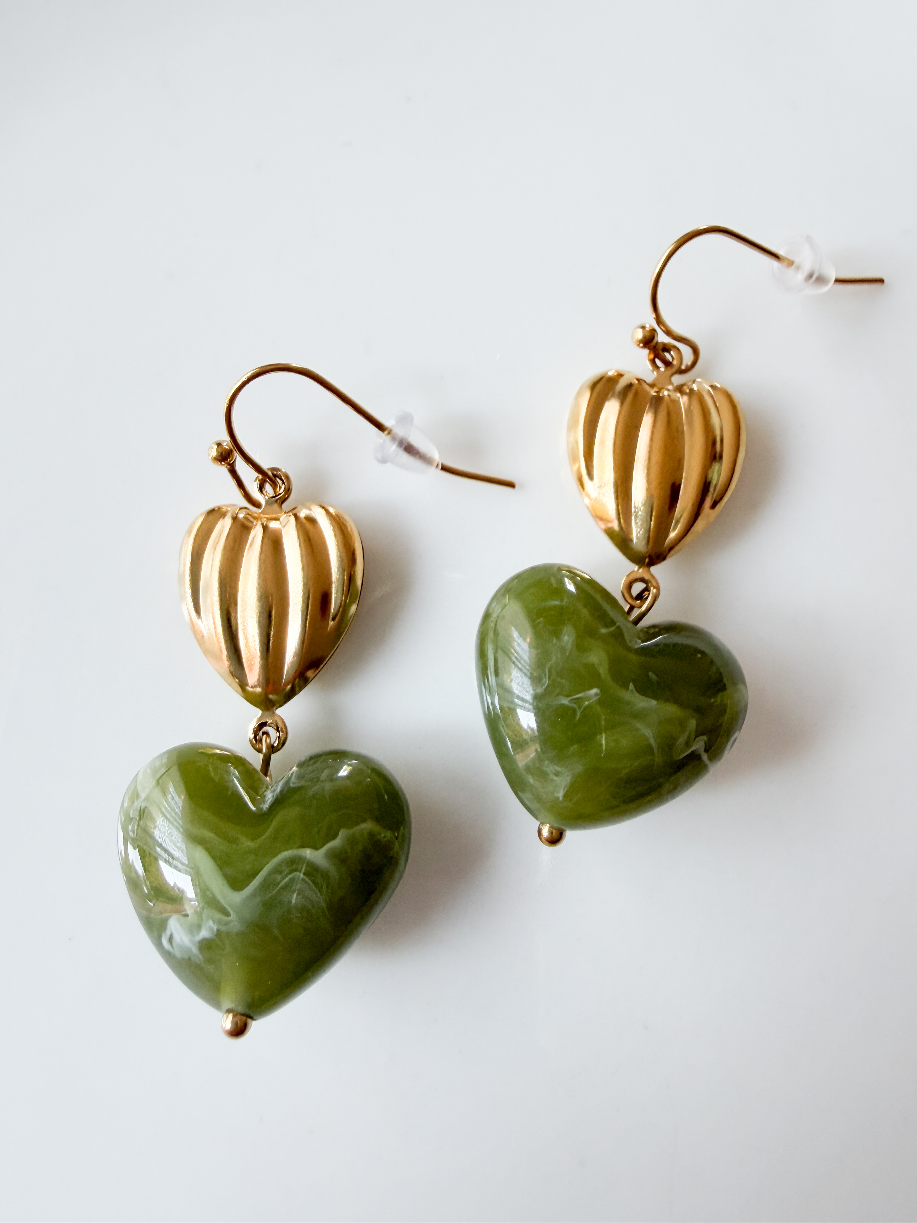 Boucles coeur kaki doré