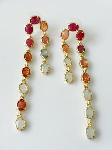 Boucles pierres cascade rose doré