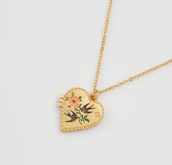 collier médaillon coeur oiseau de Fable