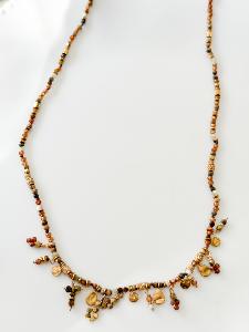 Collier pierres Line marron doré