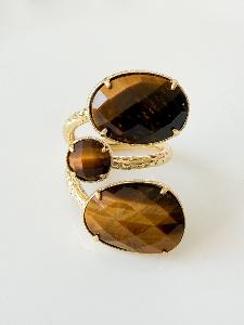 Bague pierres Rita marron doré