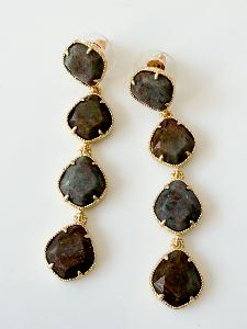 Boucles Paloma pierres gris doré