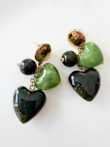 Boucles Tilda coeur kaki doré