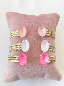 Bracelet cristal large rose doré