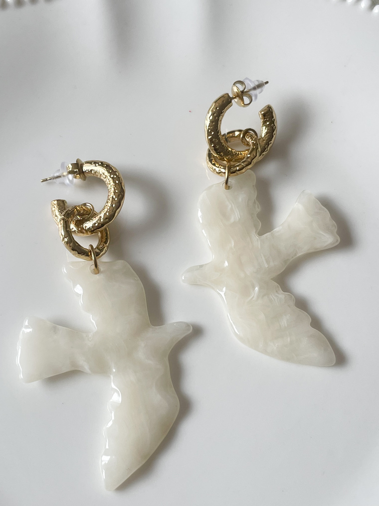 Boucles Hirondelle blanc doré