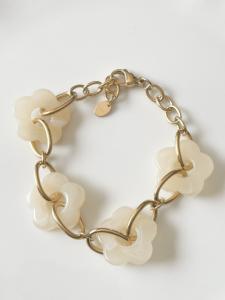 Bracelet Jenna fleurs blanc doré