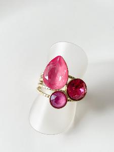 Bague cristal goutte rose doré