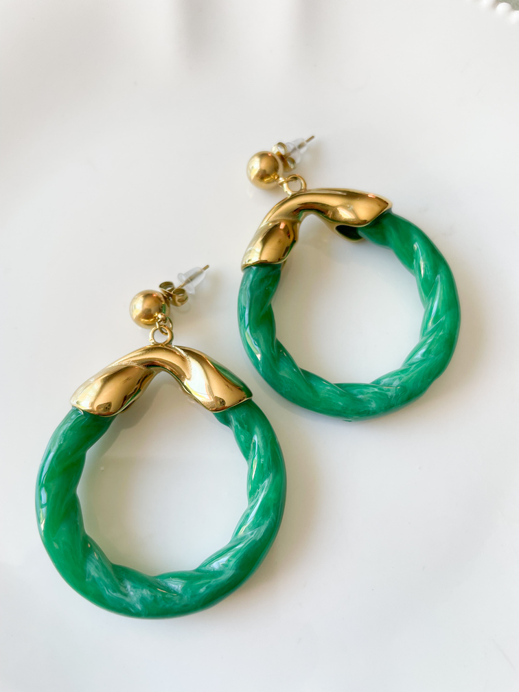 Boucles Nicole vert doré