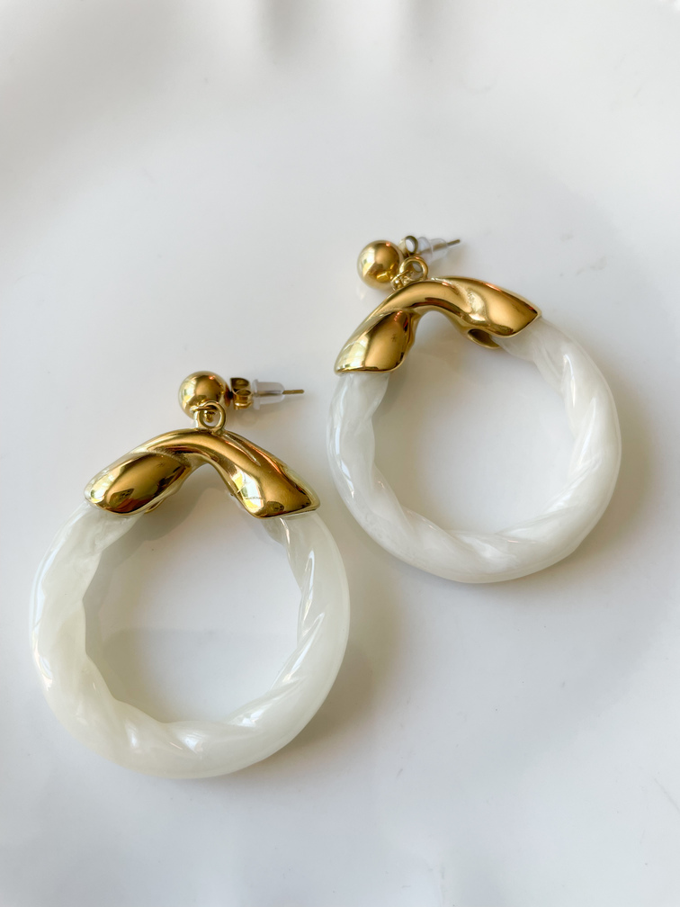 Boucles Nicole blanc doré