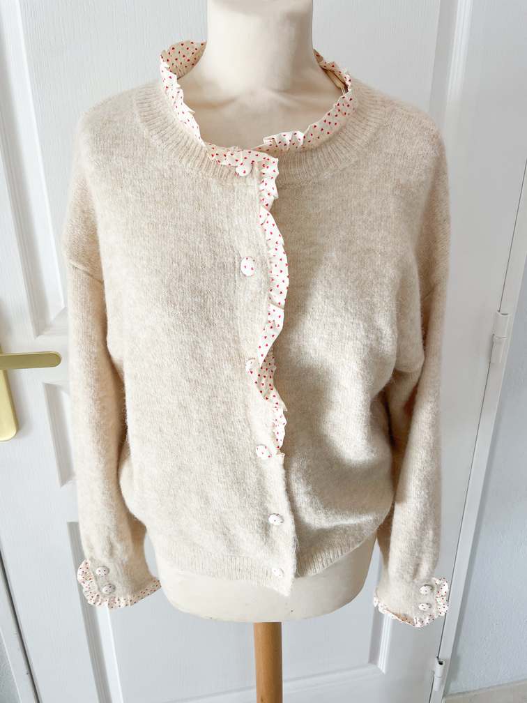 Gilet coeur crème taille unique