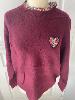 Pull liberty coeur bordeaux taille unique