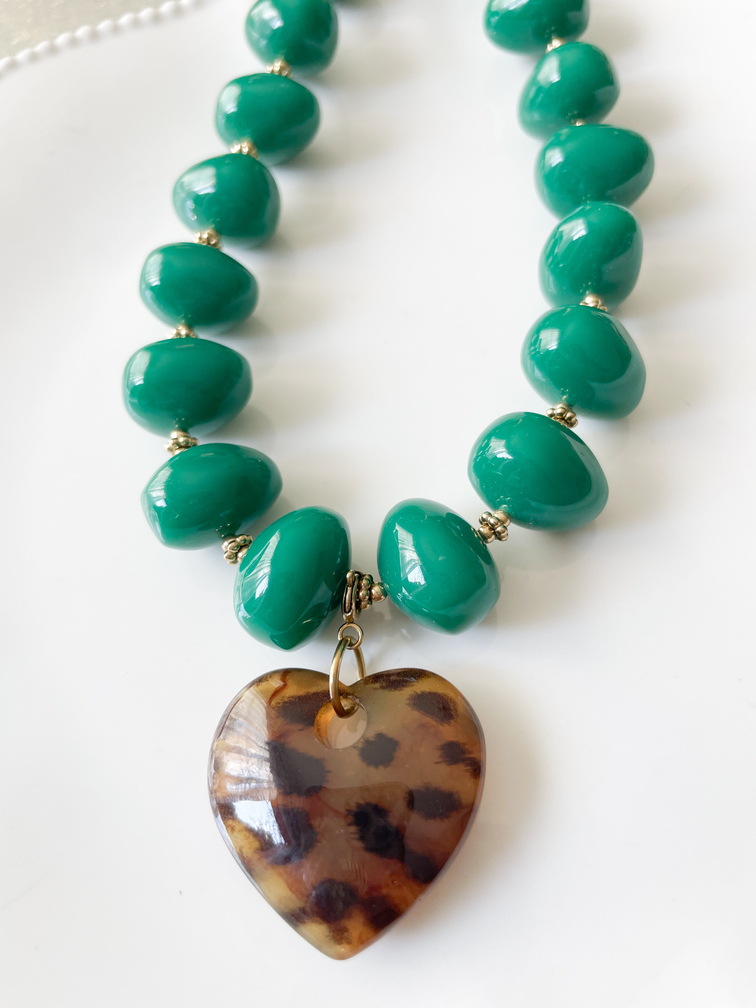 Collier Paloma vert graou doré