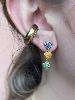 boucles 3 coeurs strass colorés doré