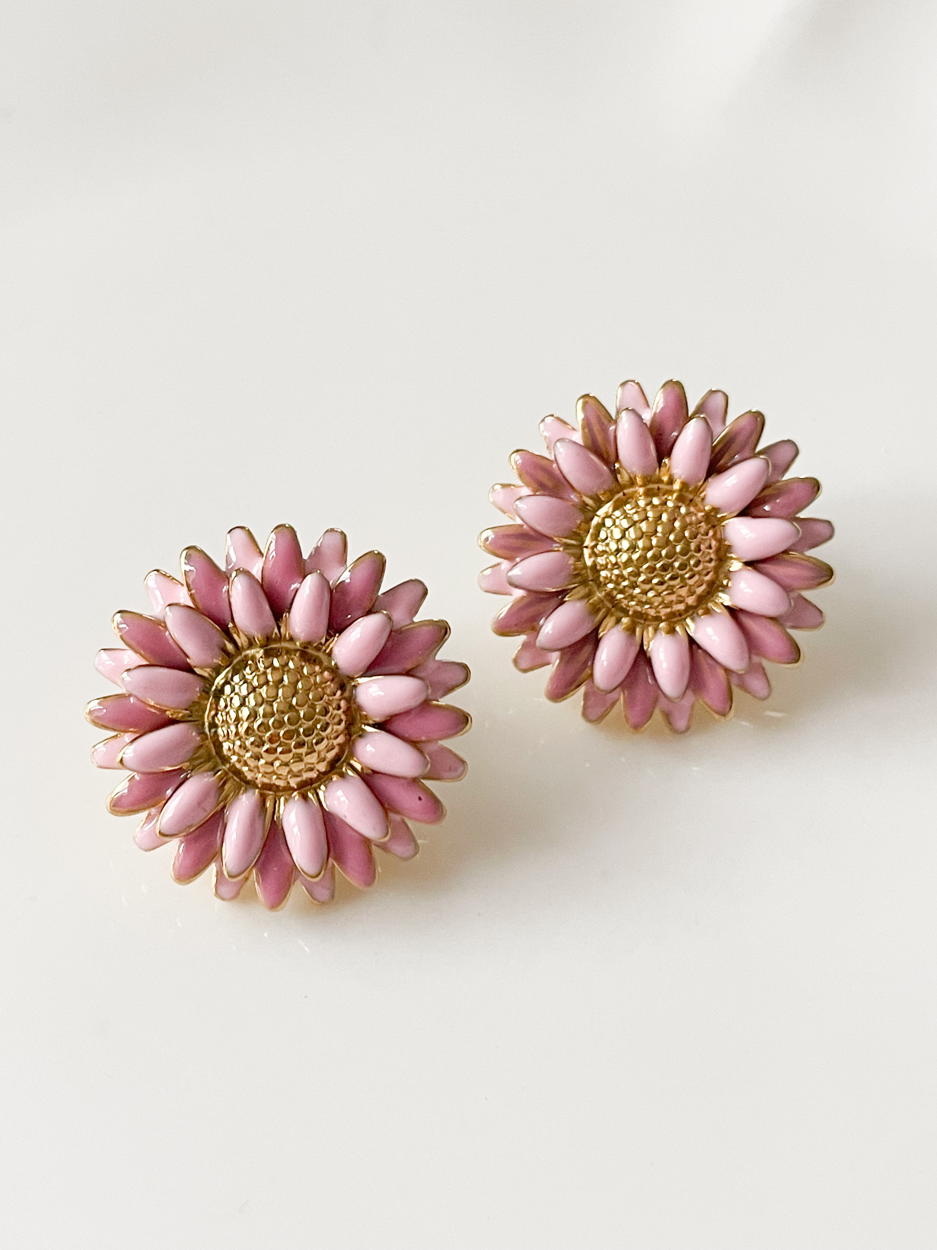 Boucles Marguerite rose doré