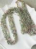 Collier sautoir perles rose vert doré