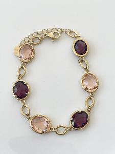 Bracelet cristal violet rose doré