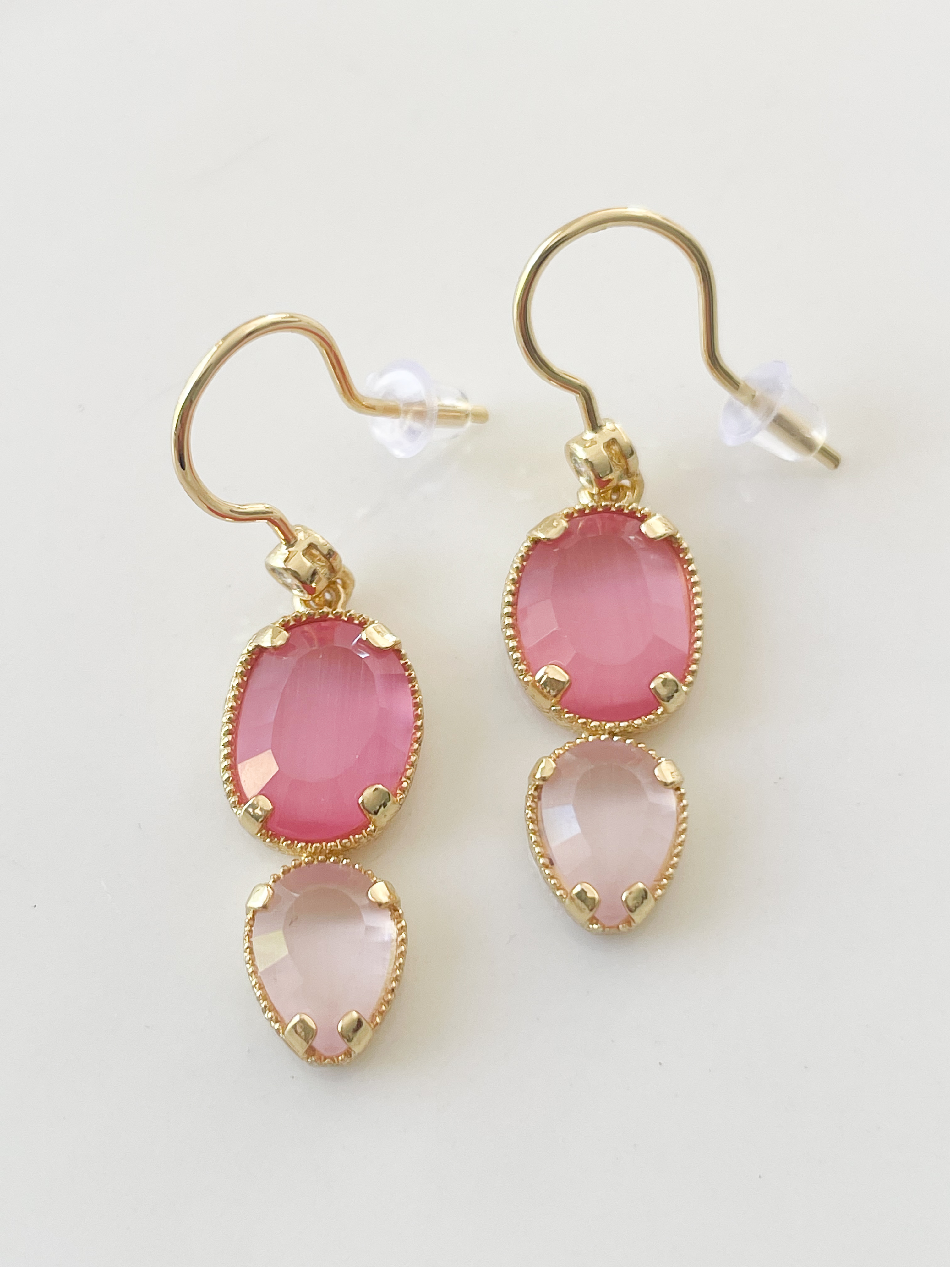 Boucles pierres Juliette rose doré