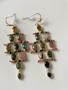 Boucles pierres Bohème multi doré