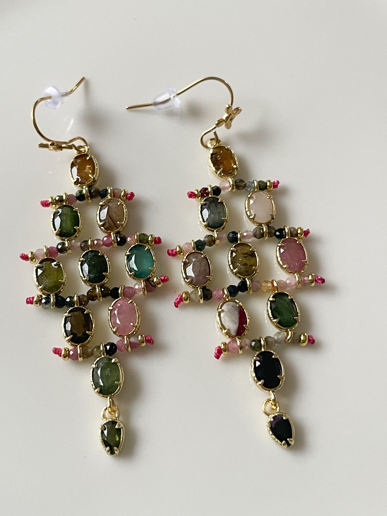 Boucles pierres Bohème multi doré