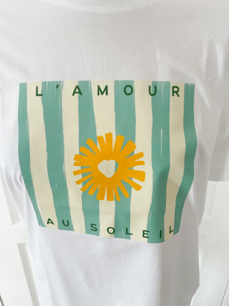 t shirt blanc amour au soleil vert 36/42