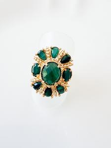 Bague pierres verte doré 