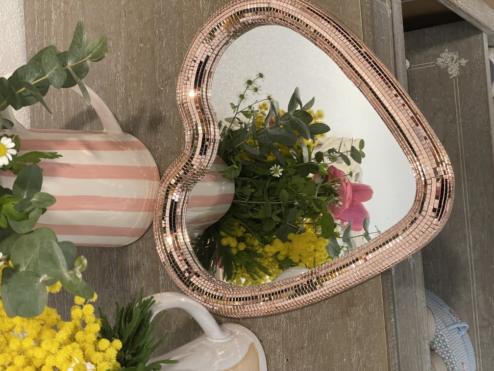 Miroir disco coeur rose gold