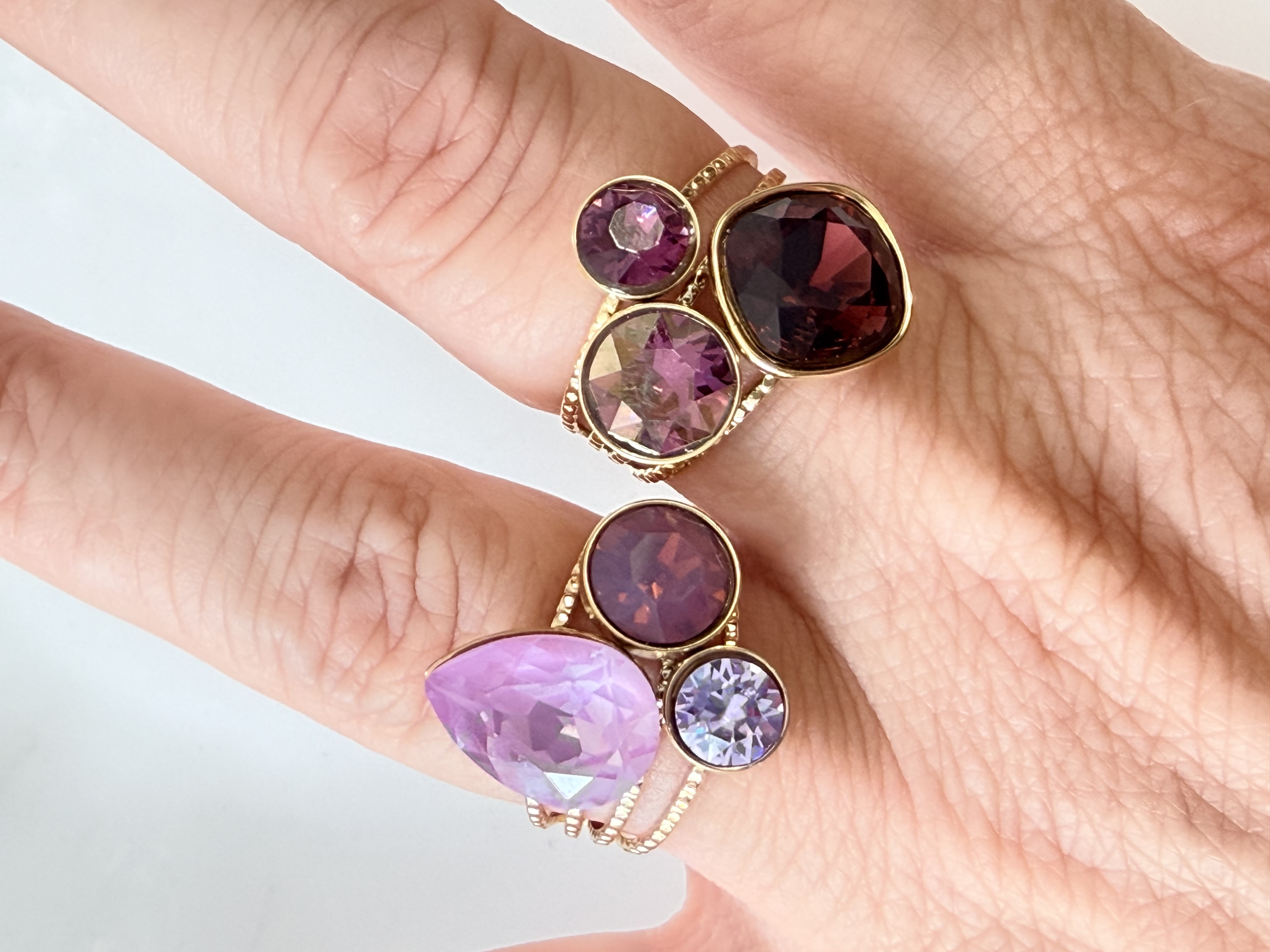 Bague cristal violet doré