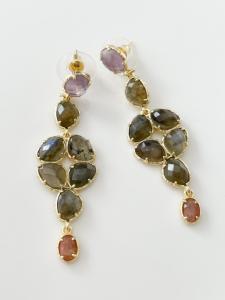 Boucles Rachel pierres Labradorite doré