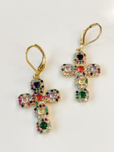 Boucles Croix Bellem multi doré