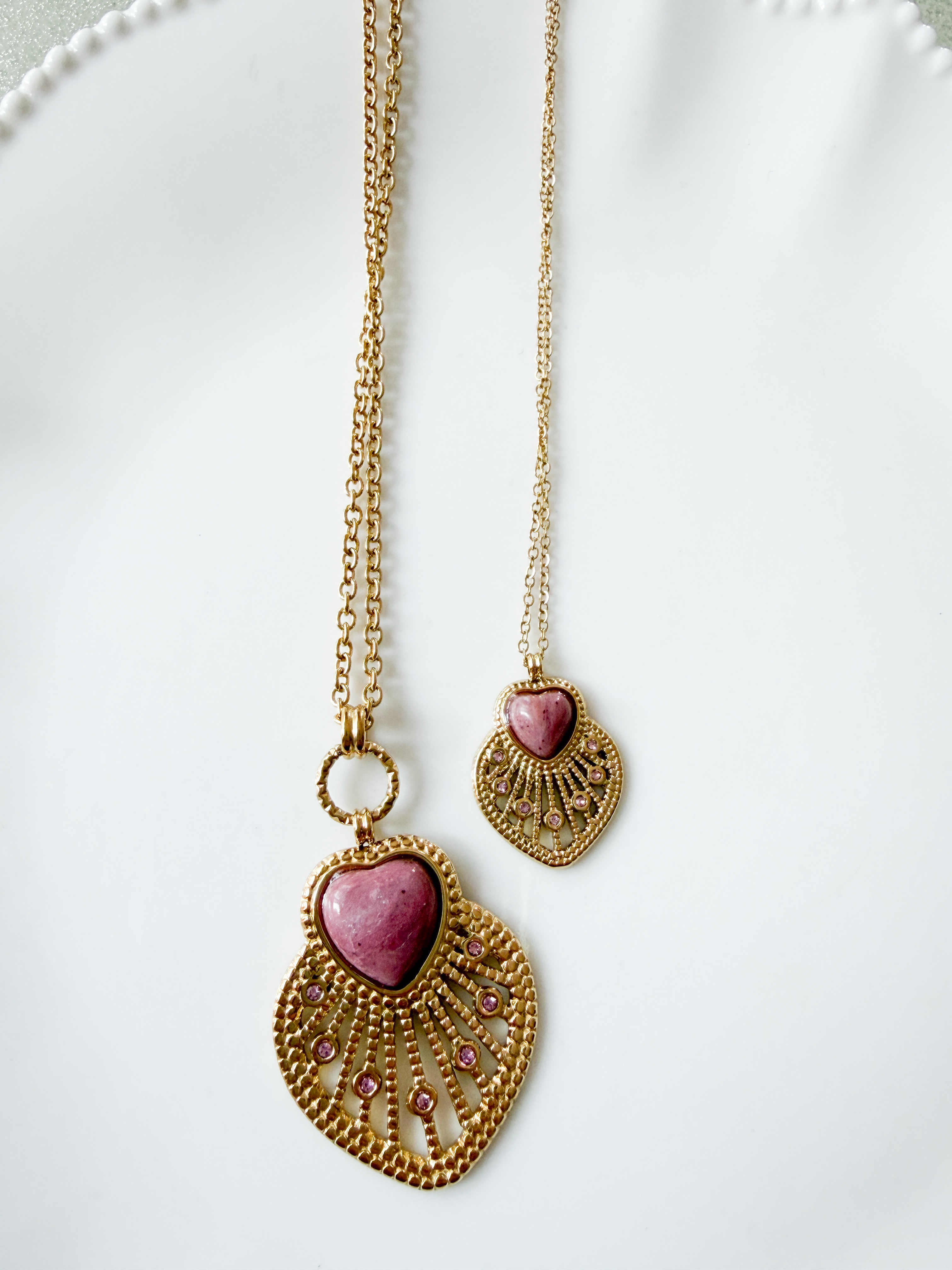 Collier sautoir Elsa rose doré