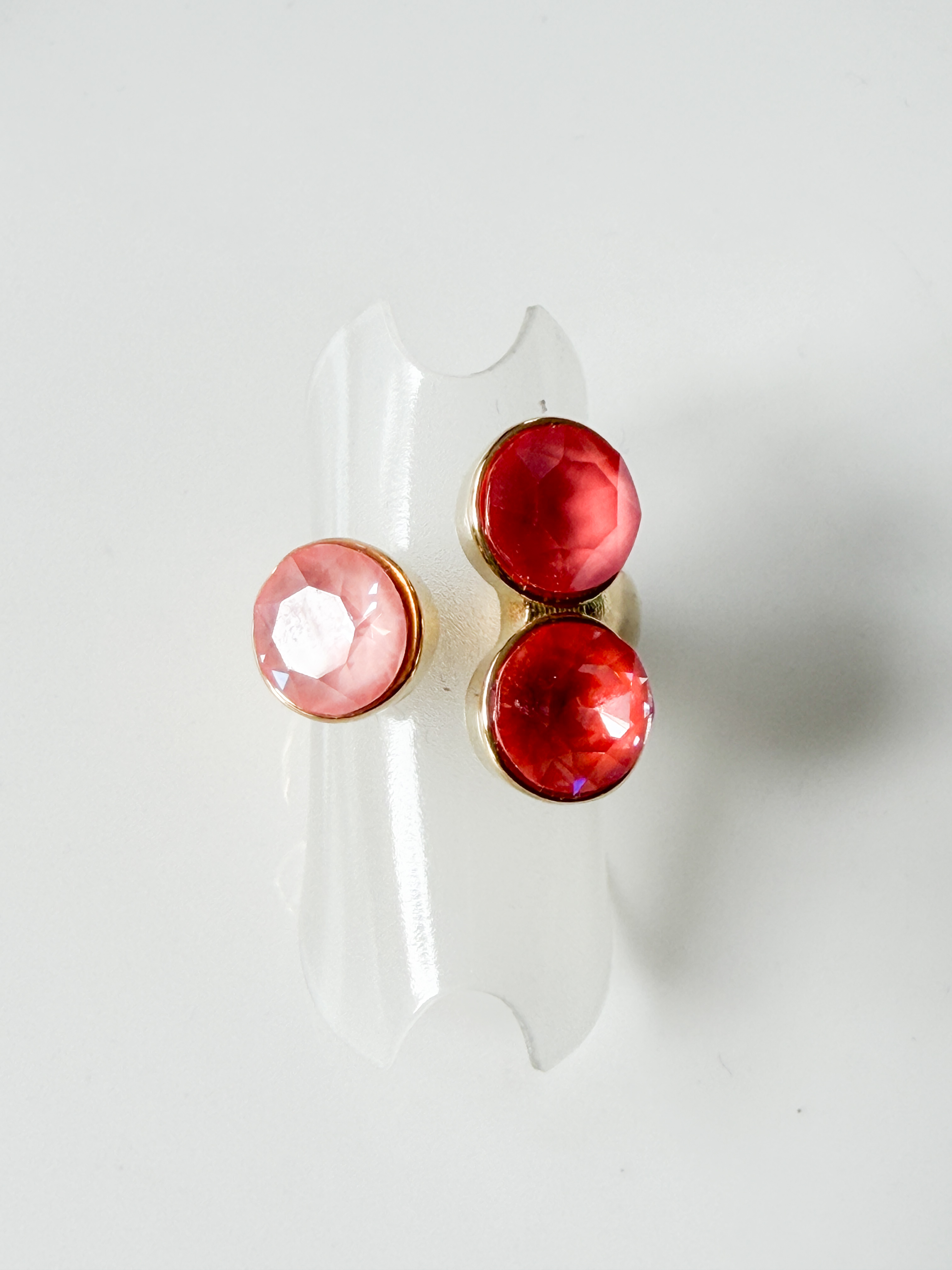 Bague cristal trio corail doré