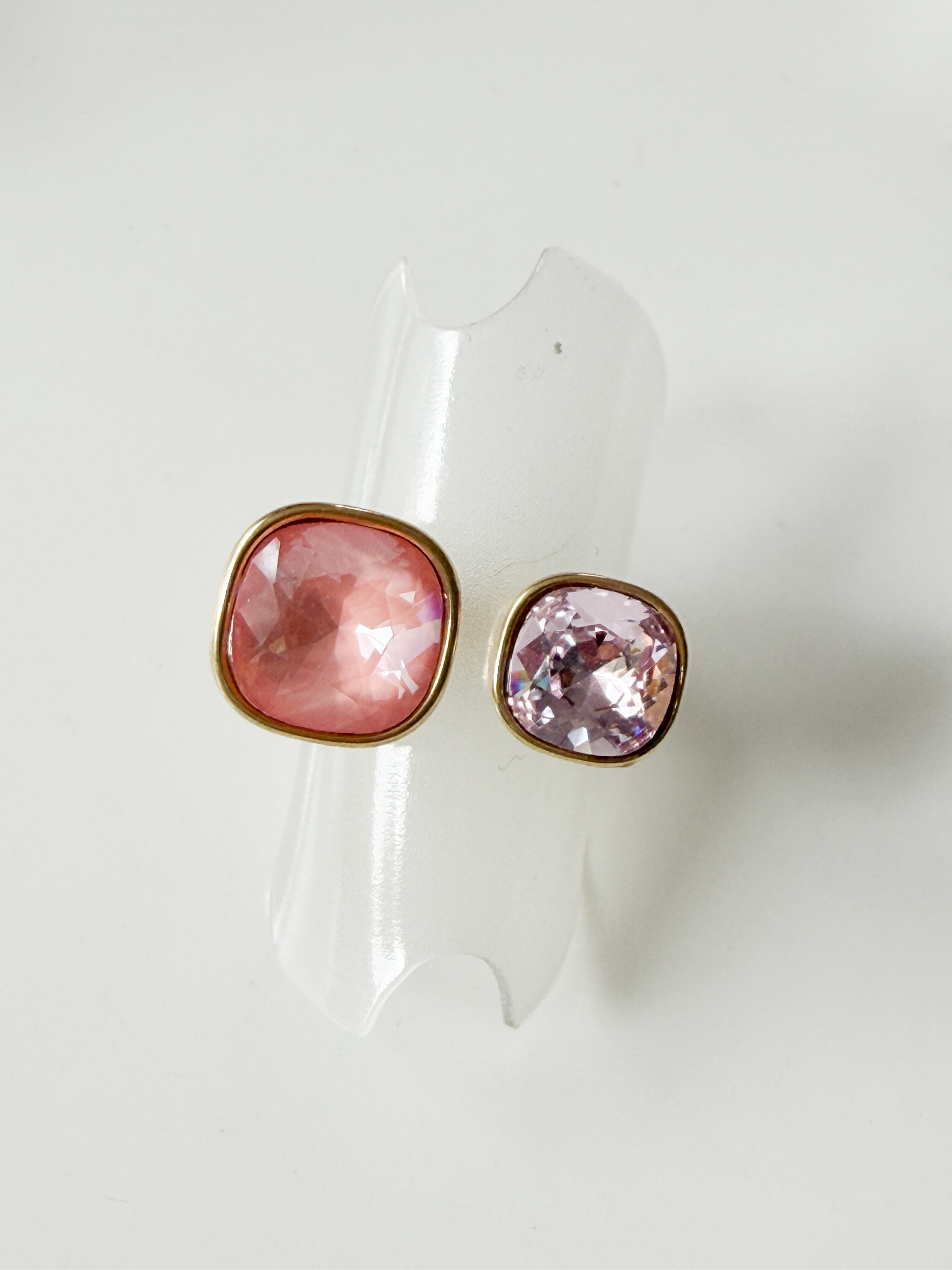 Bague cristal duo rose doré