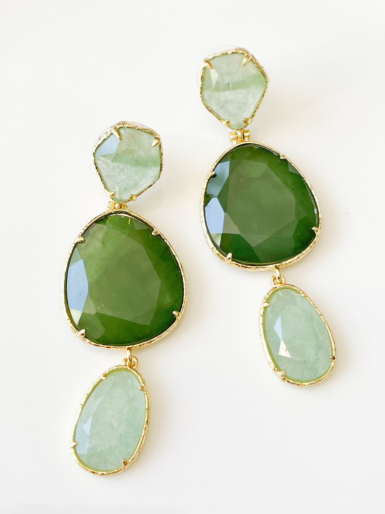 Boucles pierres Garbo vert doré