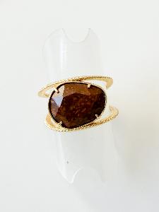 Bague pierres Gloria marron doré