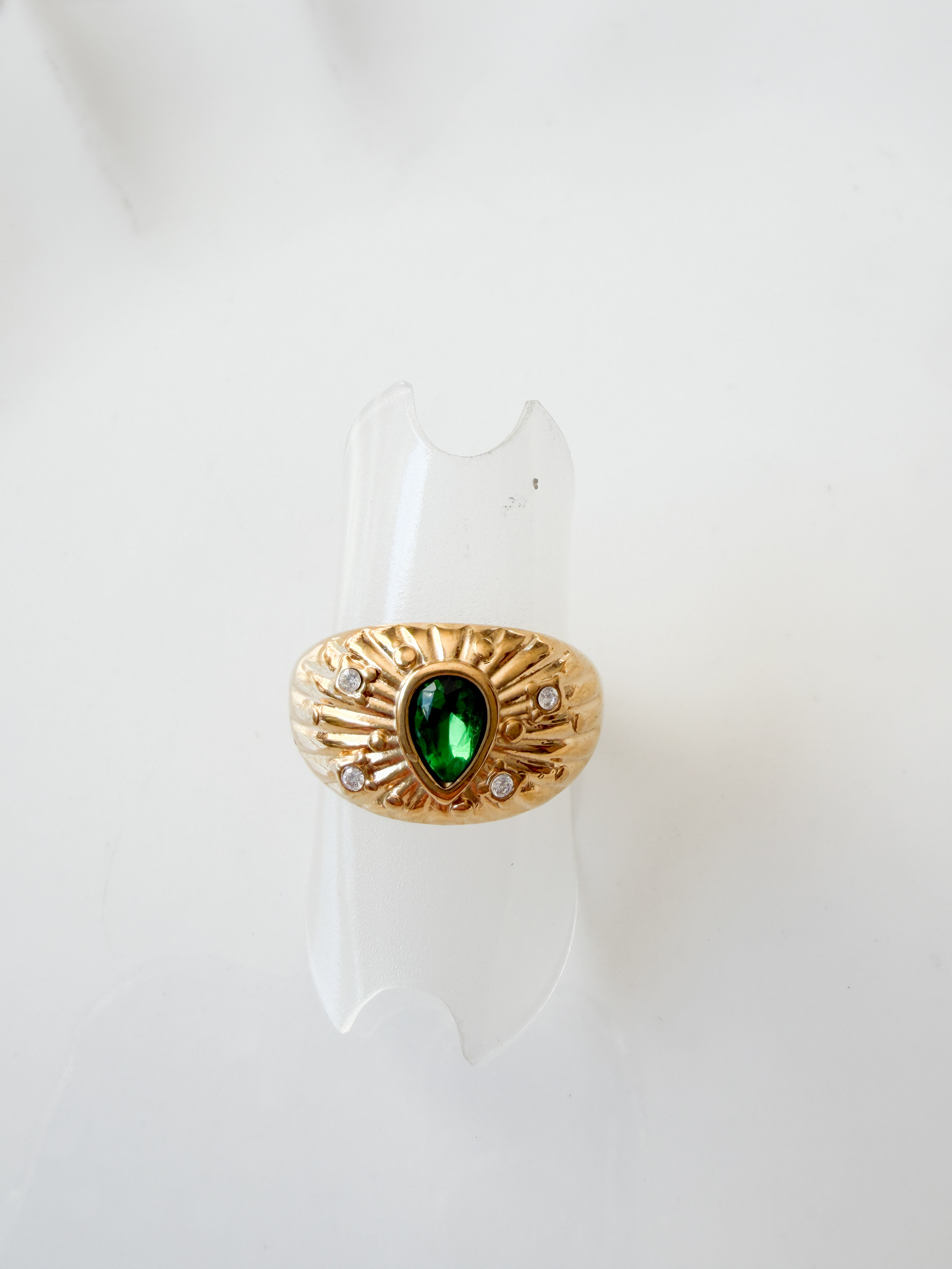 Bague Ophélie verte doré